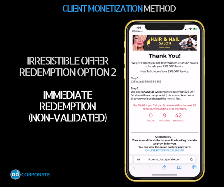 Salon Client Non Validation Redemption